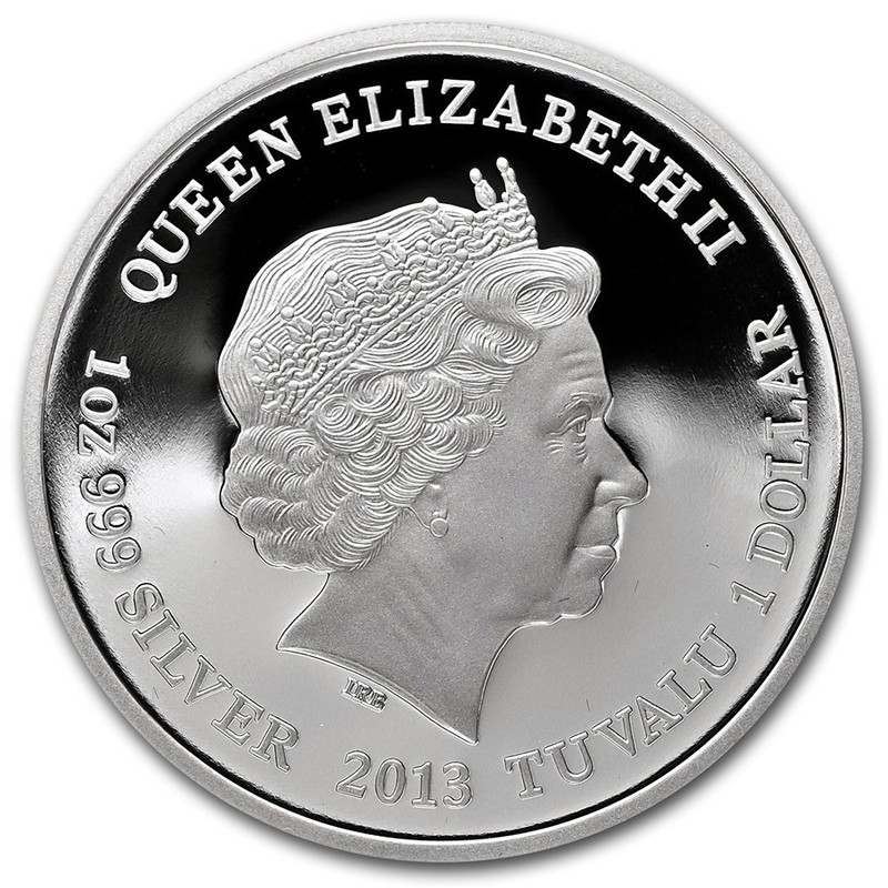 Серебряная монета Тувалу "Тасманийский дьявол" 2013 г.в., 31,1 г чистого серебра (Проба 0,999)