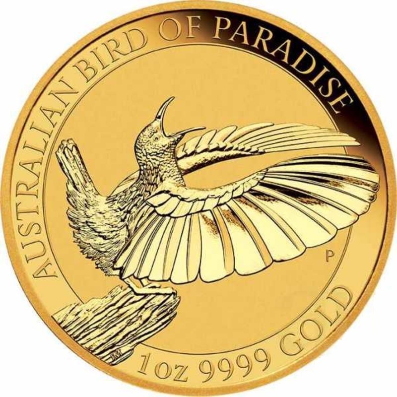 Золотая монета Австралии «Щитоносная райская птица Виктории» 2018 г.в., 31.1 г чистого золота (проба 0.9999)