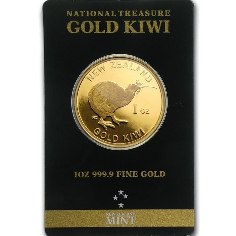 Золотой жетон Новой Зеландии - Киви, 31,1 г чистого золота (Проба 0,9999)