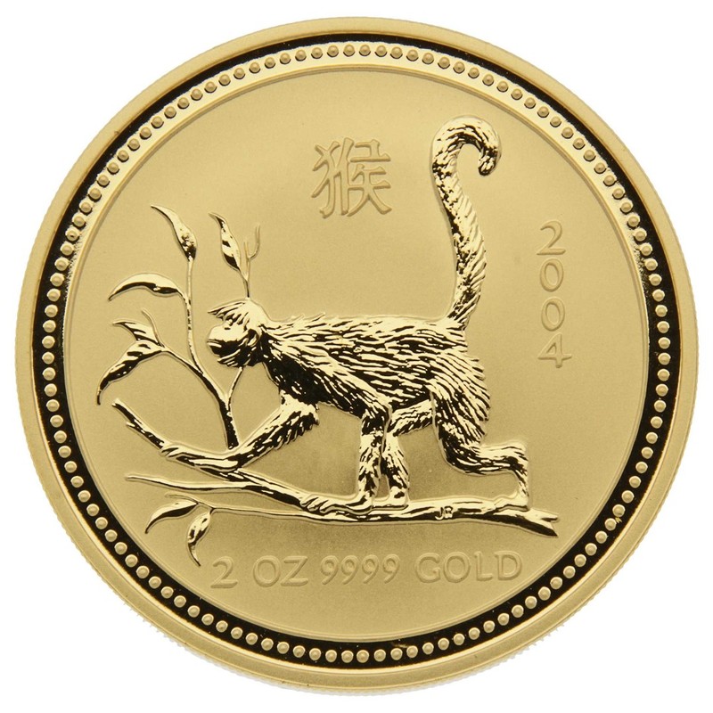Золотая монета Австралии «Лунар I - Год Обезьяны» 2004 г.в., 62.2 г чистого золота (проба 0.9999)