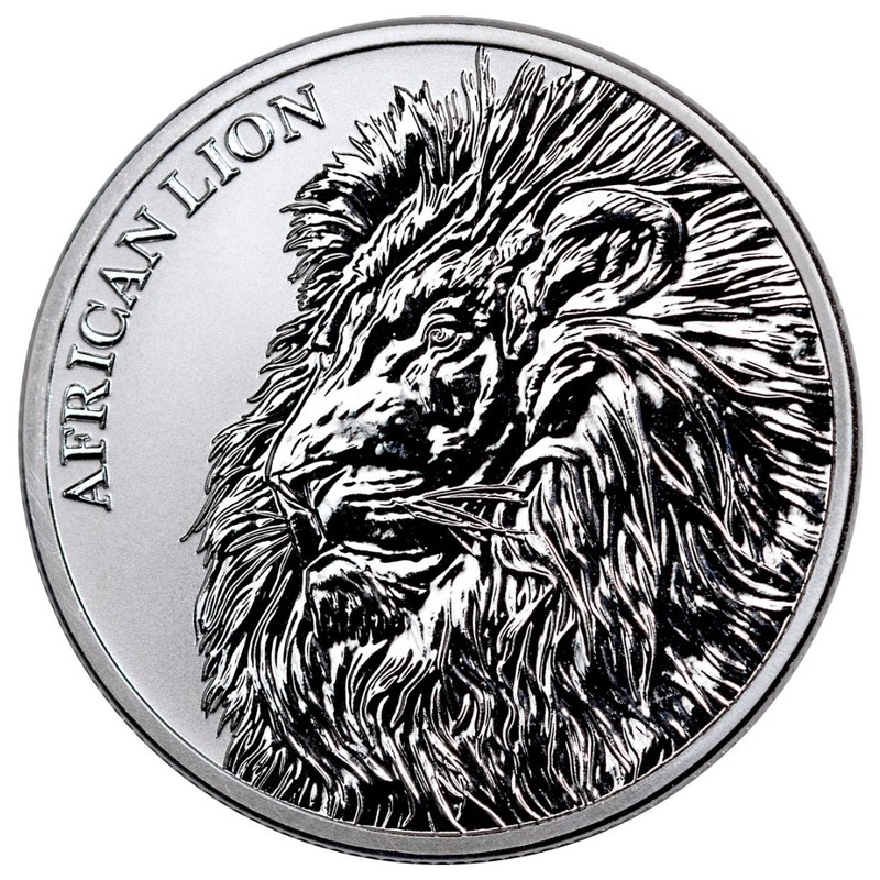 Серебряная монета Чада «Африканский лев» 2018 г.в., 31.1 г чистого серебра (проба 0.999)