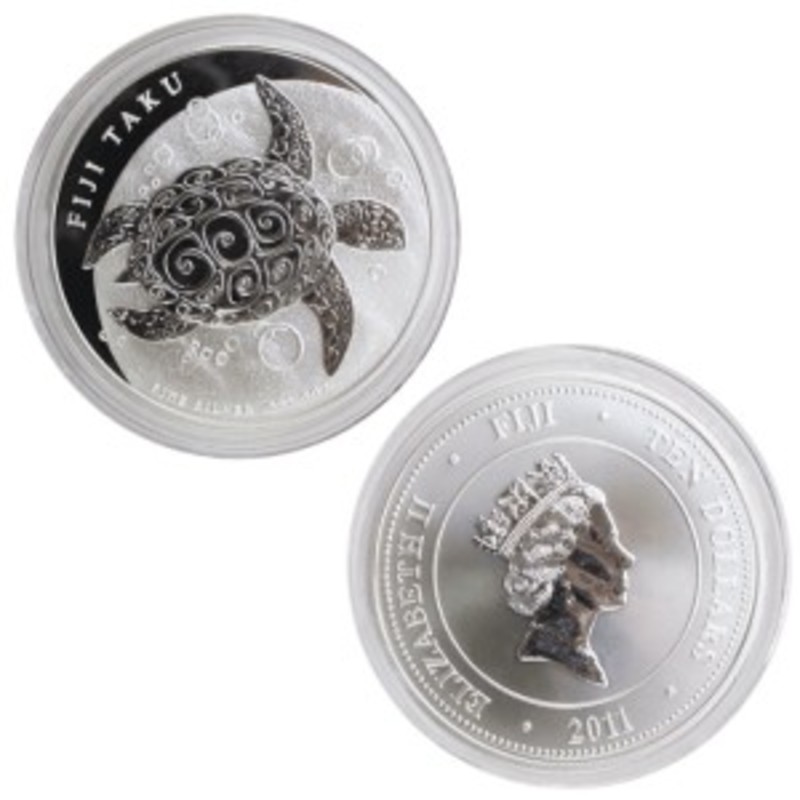 Серебряная монета Фиджи "Черепаха Таку", 31.1 г чистого серебра (Проба 0,999)