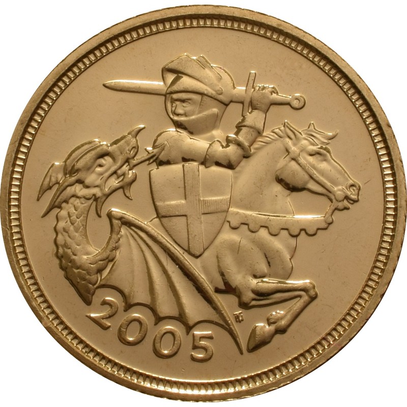 Золотая монета Великобритании «Полсоверена» 2005 г.в., 3.66 г чистого золота (проба 0.917)