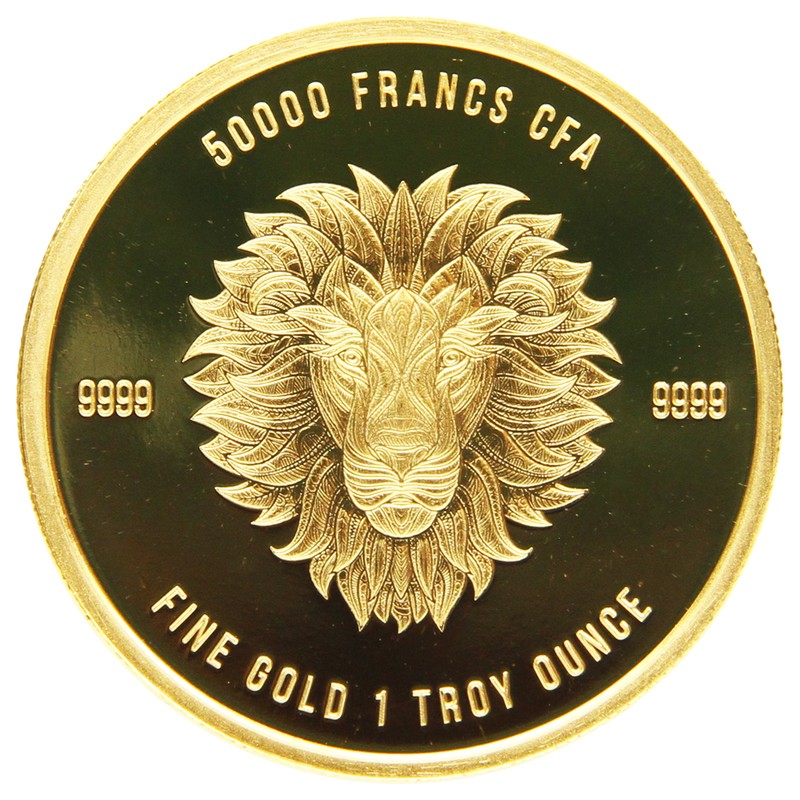 Золотая монета Чада «Мандала. Лев» 2018 г.в., 31.1 г чистого золота (проба 0.9999)