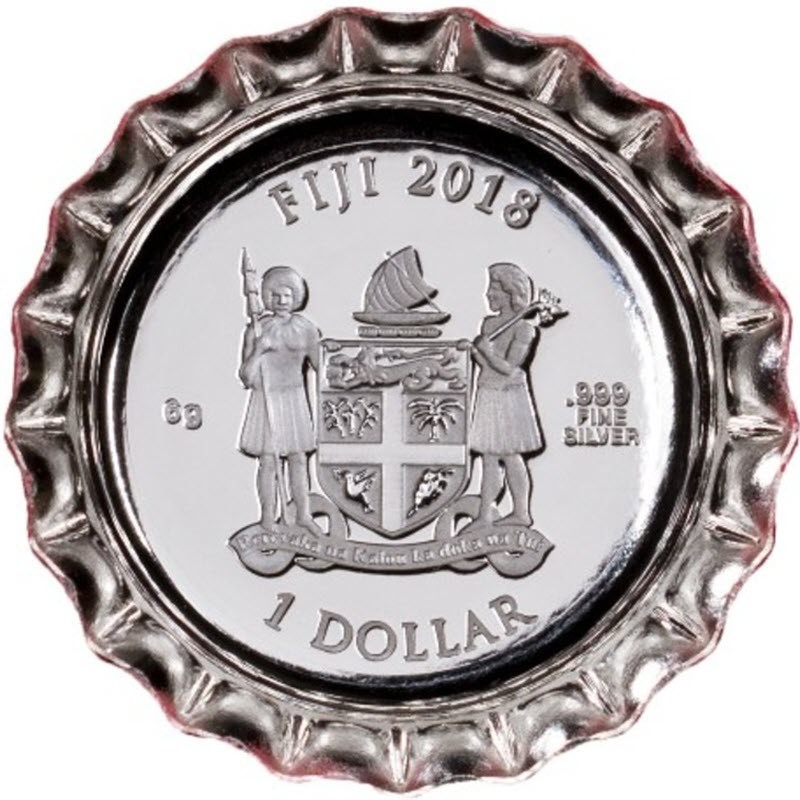 Серебряная монета Фиджи "Крышка от бутылки Coca-Cola" 2018 г.в., 6.0 г чистого серебра (Проба 0,999)