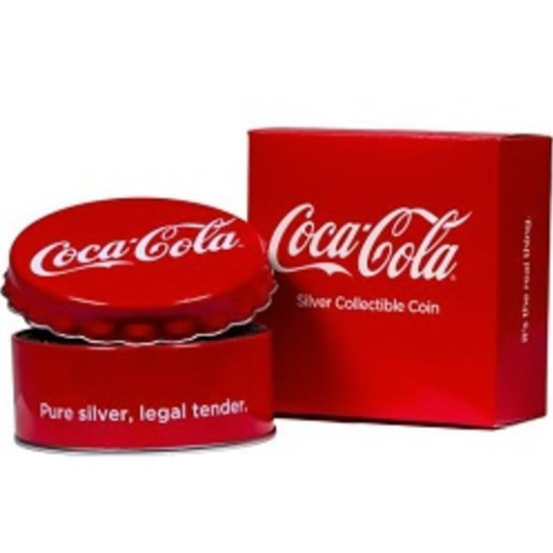 Серебряная монета Фиджи "Крышка от бутылки Coca-Cola" 2018 г.в., 6.0 г чистого серебра (Проба 0,999)