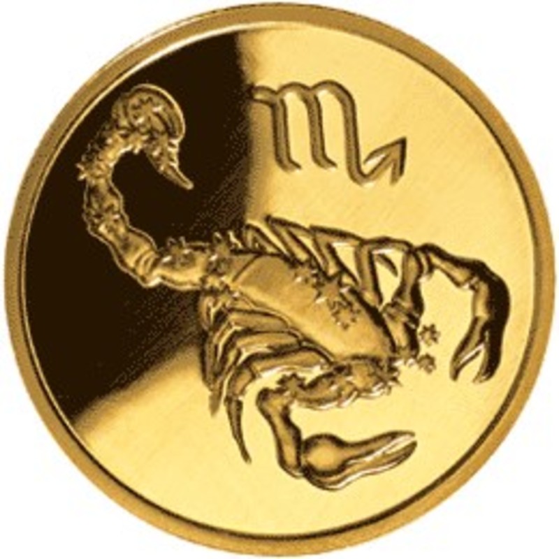 Золотая монета России "Знаки Зодиака - Скорпион", 2003 г.в., 7,78 г чистого золота (проба 0,999)