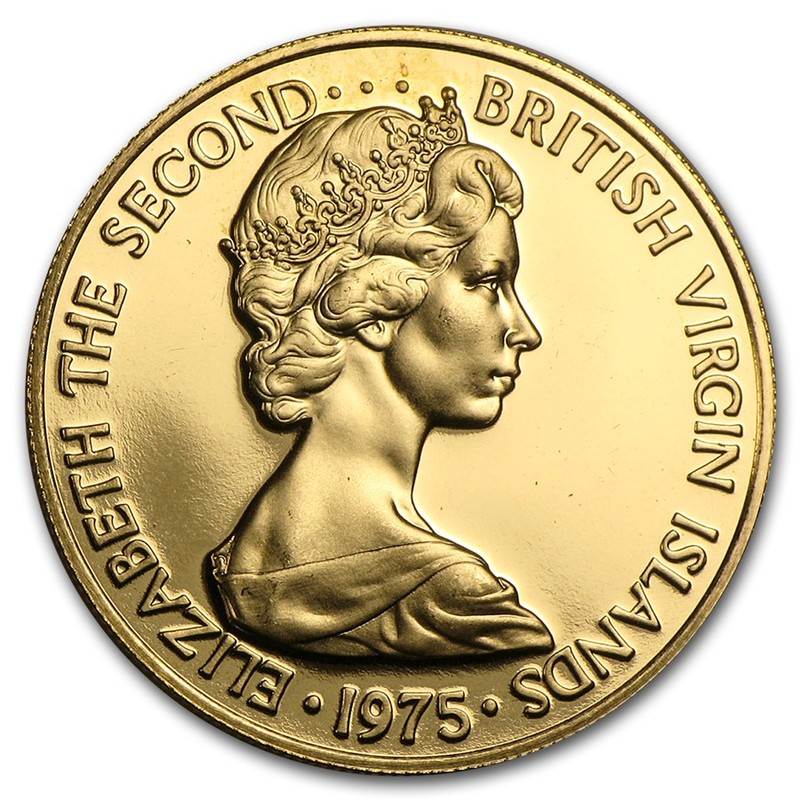 Золотая монета Виргинских островов "Королевская крачка" 1975 г.в., 6.36 г чистого золота (Проба 0,900)