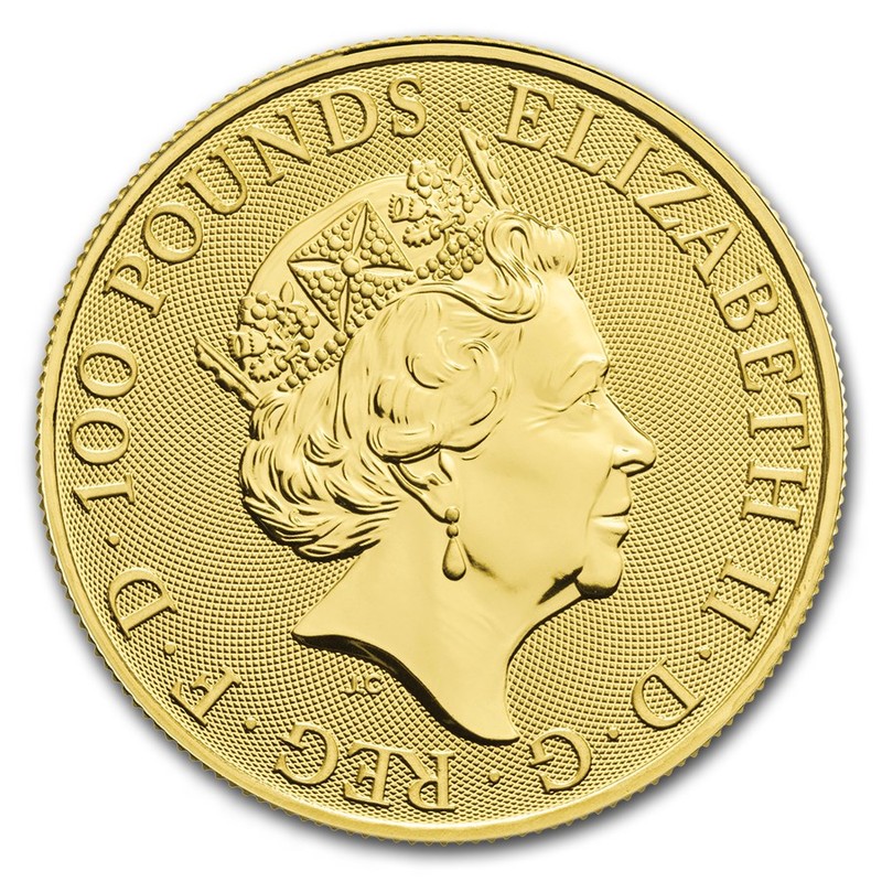 Золотая монета Великобритании "Год Свиньи" 2019 г.в., 31,1 г чистого золота (Проба 0,9999)
