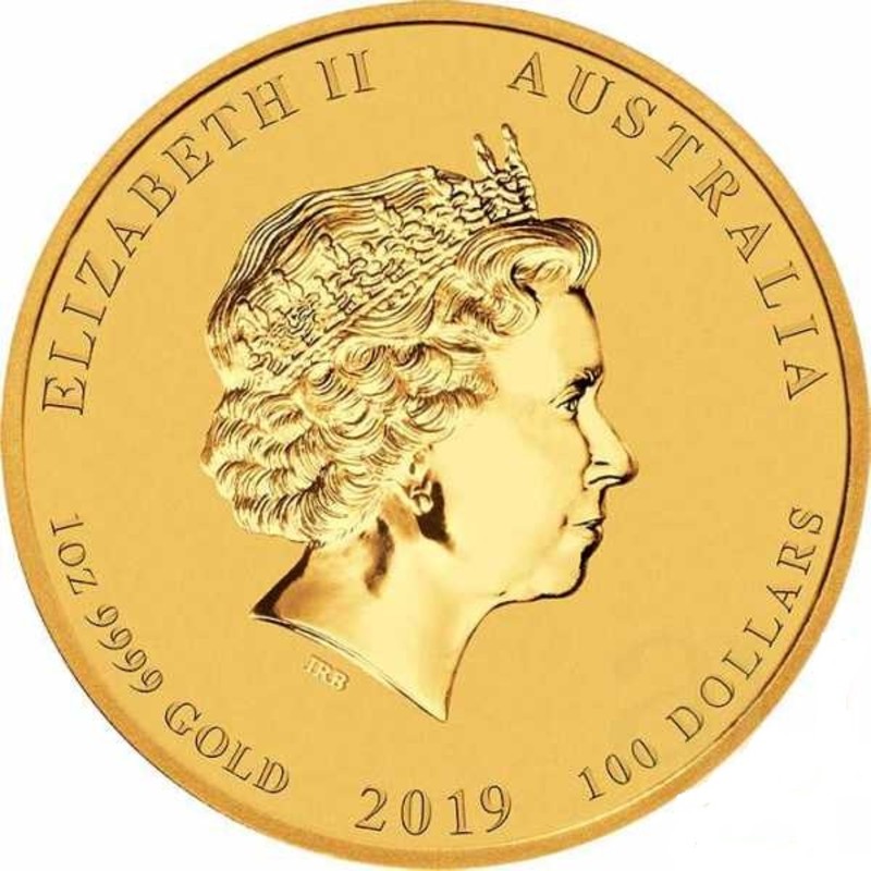 Золотая монета Австралии «Год Свиньи» 2019 г.в., 31.1 г чистого золота (проба 0.9999)
