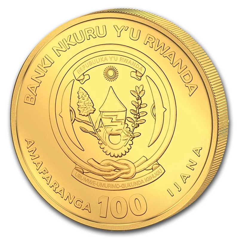 Золотая монета Руанды "Год Свиньи" 2019 г.в., 31,1 г чистого золота (Проба 0,9999)