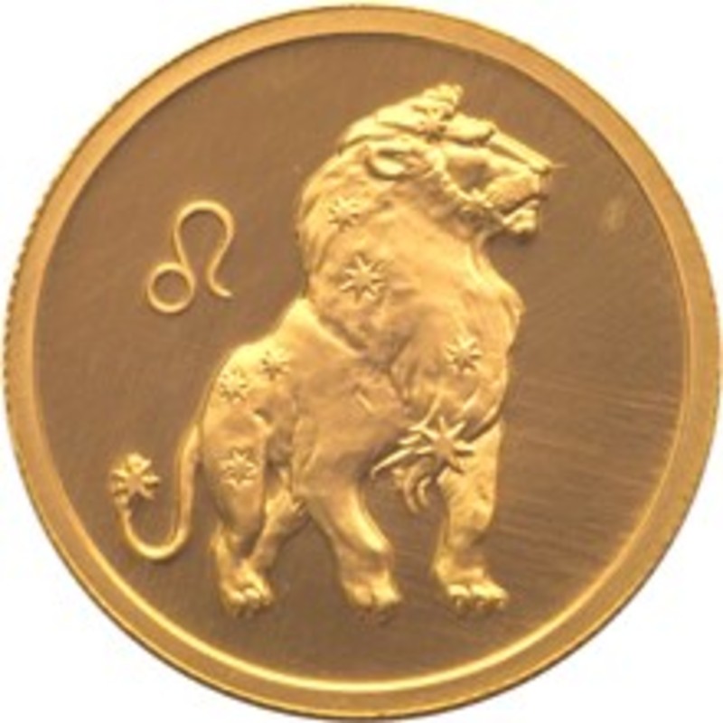 Золотая монета России "Знаки Зодиака - Лев" 2003 г.в., 7.78 г чистого золота (проба 0,999)