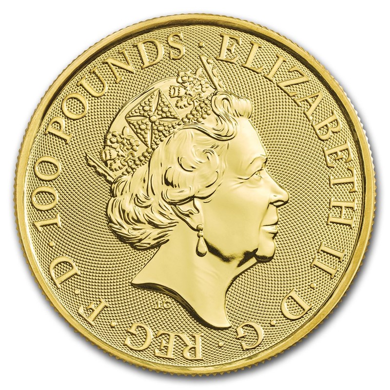Золотая монета Великобритании "Сокол Плантагенетов" 2019 г.в., 31,1 г чистого золота (Проба 0,9999)