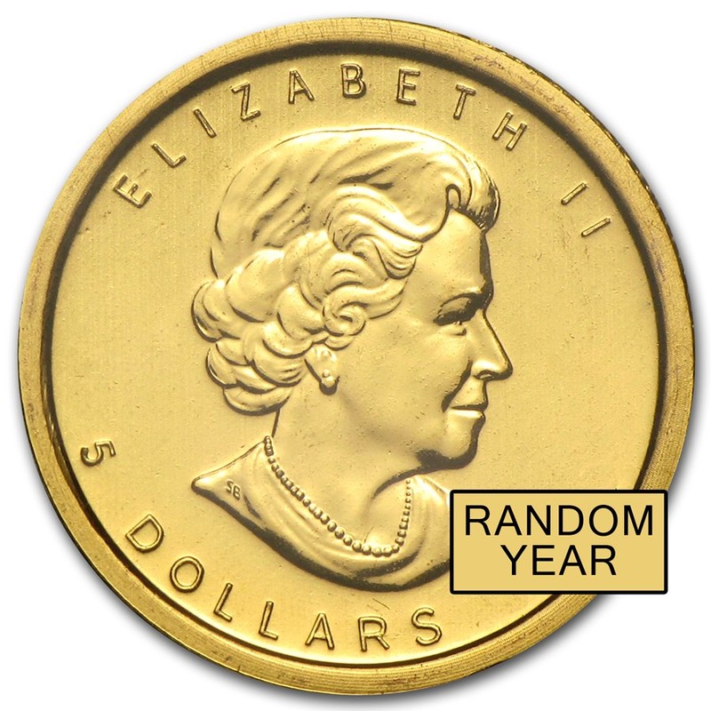 Золотая монета Канады "Кленовый лист", 3,11 г чистого золота (Проба 0,9999)