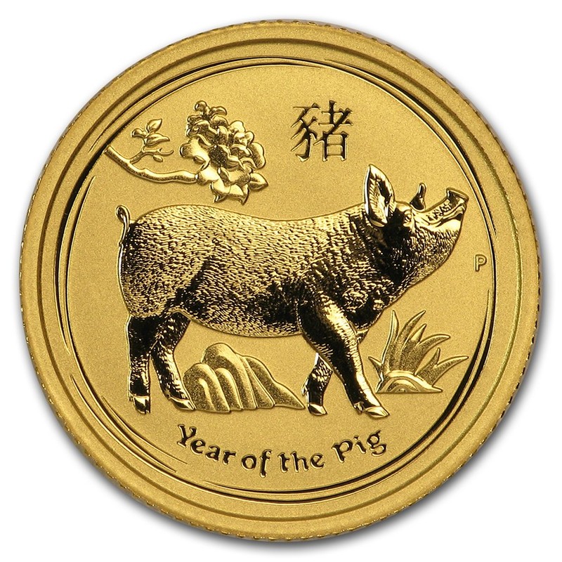Золотая монета Австралии «Год Свиньи» 2019 г.в., 3.11 г чистого золота (проба 0.9999)