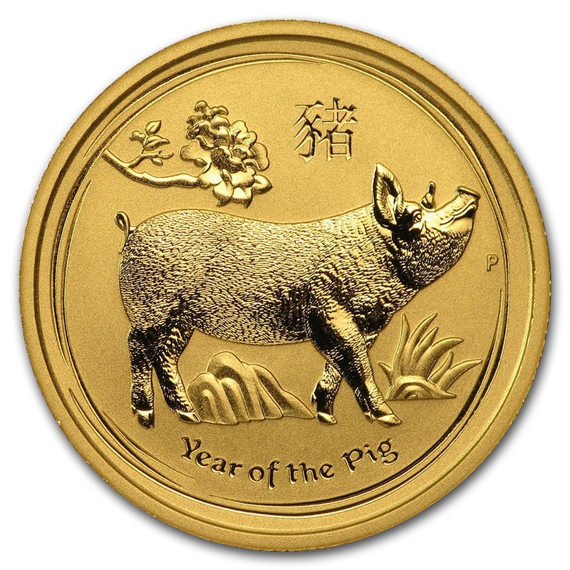 Золотая монета Австралии «Год Свиньи» 2019 г.в., 7.78 г чистого золота (проба 0.9999)