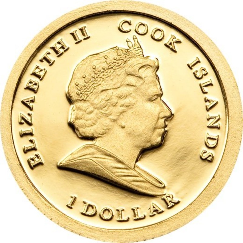 Золотая монета Островов Кука "Барак Обама" 2010 г.в., 0,5 г чистого золота (Проба 0,9999)
