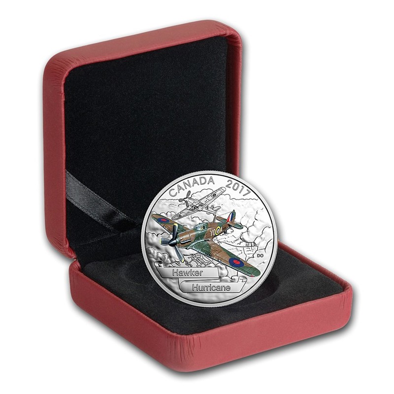 Серебряная монета Канады "Самолет Хоукер Харрикейн" 2017 г.в., 31,1 г чистого серебра (Проба 0,9999)