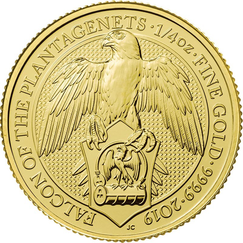 Золотая монета Великобритании «Сокол Плантагенетов» 2019 г.в., 7.78 г чистого золота (проба 0.9999)