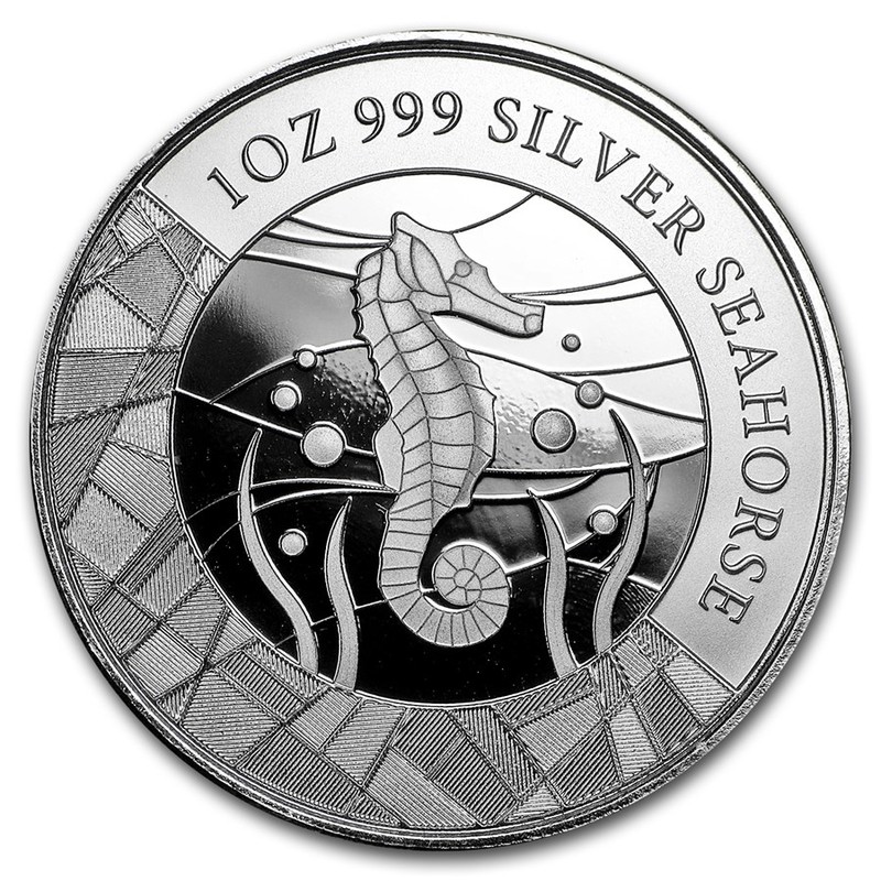 Серебряная монета Самоа "Морской конек" 2018 г.в., 31,1 г чистого серебра (Проба 0,999)