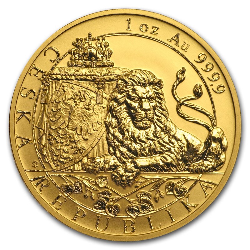 Золотая монета Ниуэ «Чешский Лев» 2018 г.в.(реверс-пруф), 31.1 г чистого золота(проба 0.9999)