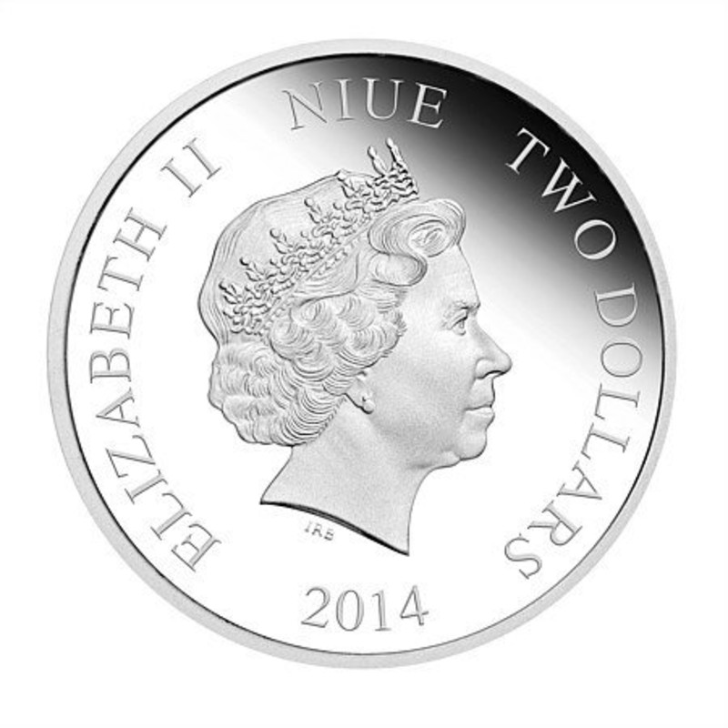 Серебряная монета Ниуэ "Фэн-шуй - Лошади" 2014 г.в., 31,1 г чистого серебра (Проба 0,999)