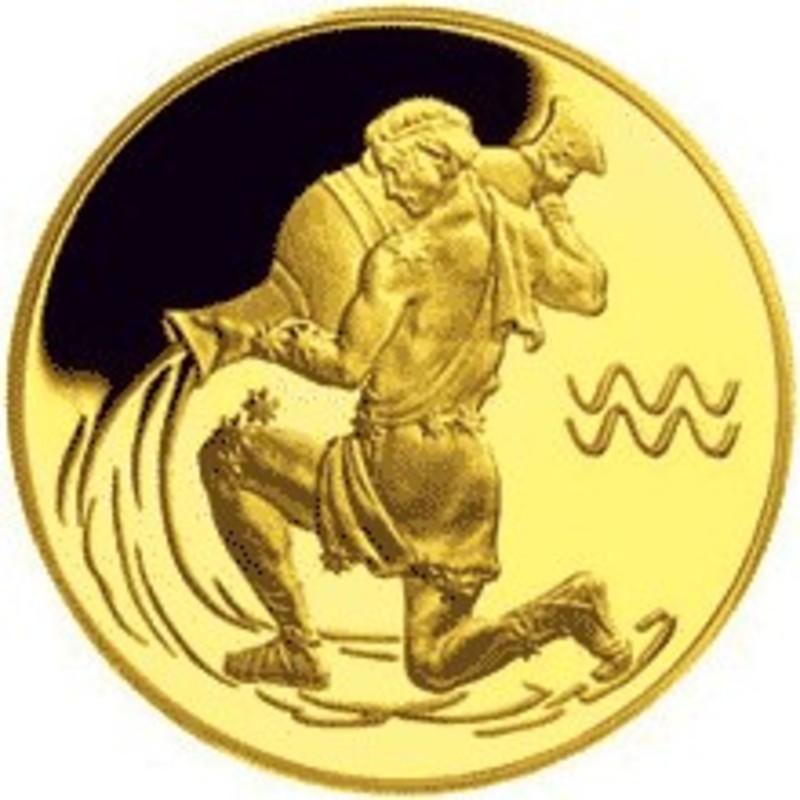 Золота монета России "Знак Зодиака - Водолей" 2004 г., 7,78 г чистого золота (Проба 0,999)