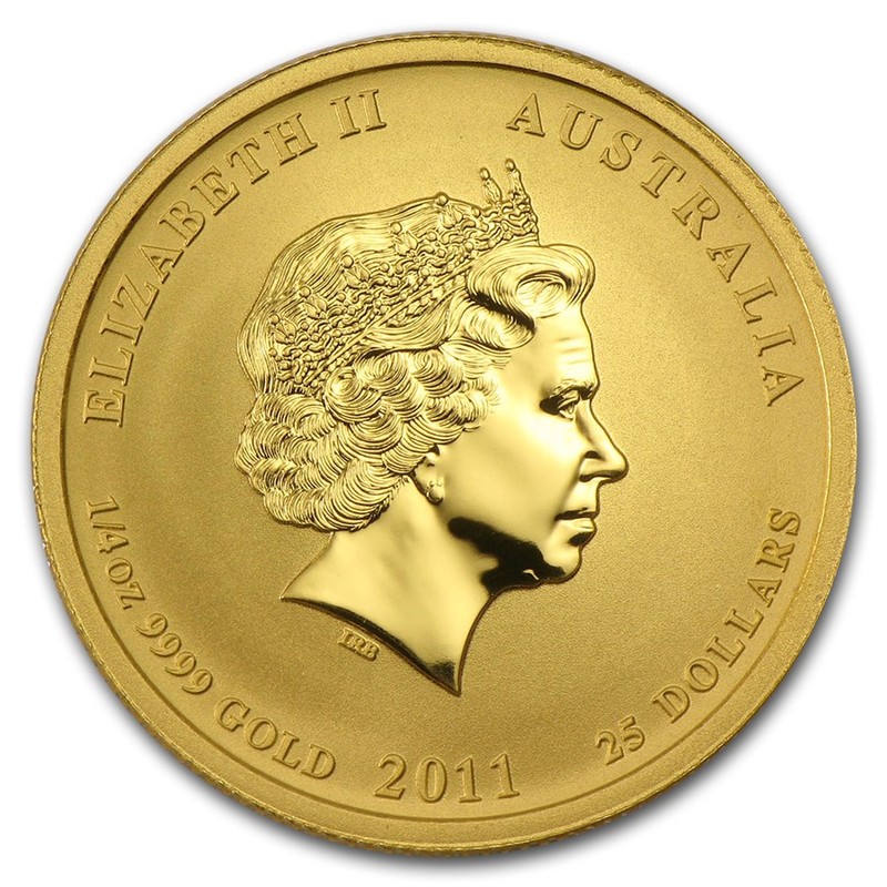 Золотая монета Австралии "Год Кролика" 2011 г.в., 7,78 г чистого золота (Проба 0,9999)