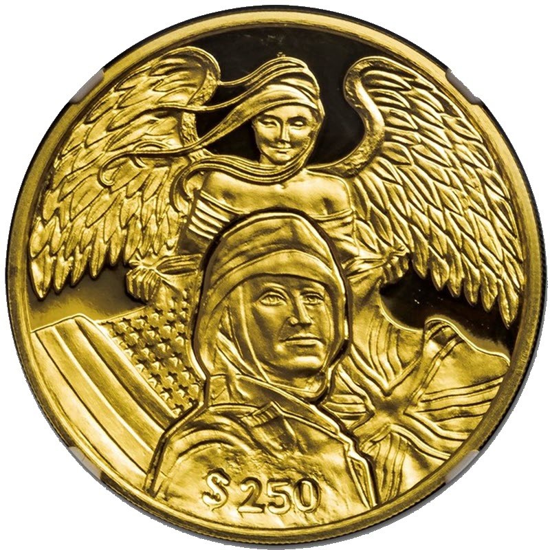 Золотая монета Британских Виргинских островов "Ангел-хранитель" 2016 г.в., 31.1 г чистого золота (Проба 0,9999)