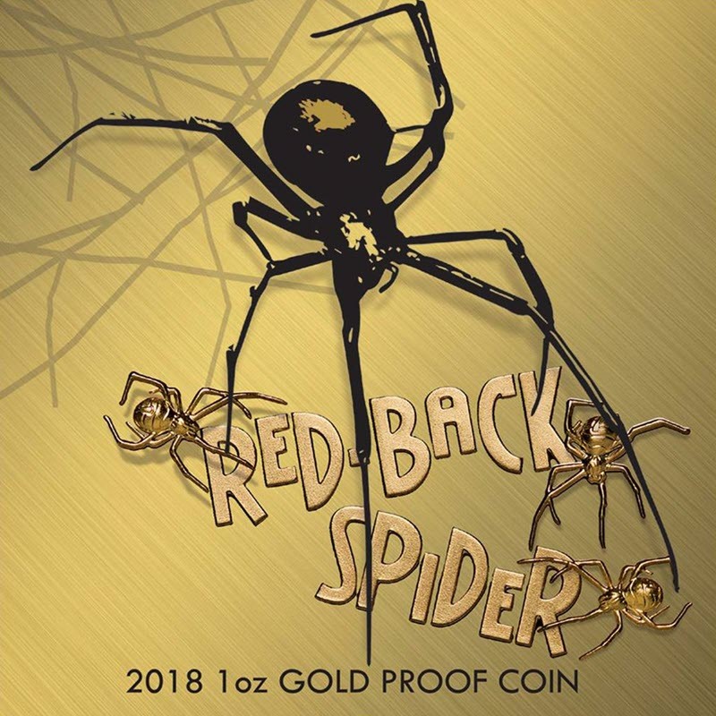 Золотая монета Ниуэ "Красноспинный паук" 2018 г.в., 31,1 г чистого золота (Проба 0,9999)