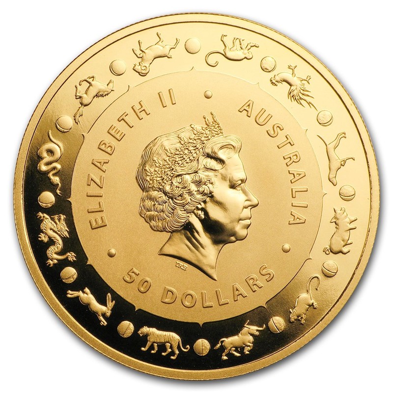 Золотая монета Австралии - Год Собаки, 2018 г.в. (Королевский Монетный Двор), 15,55 г чистого золота (Проба 0,9999)