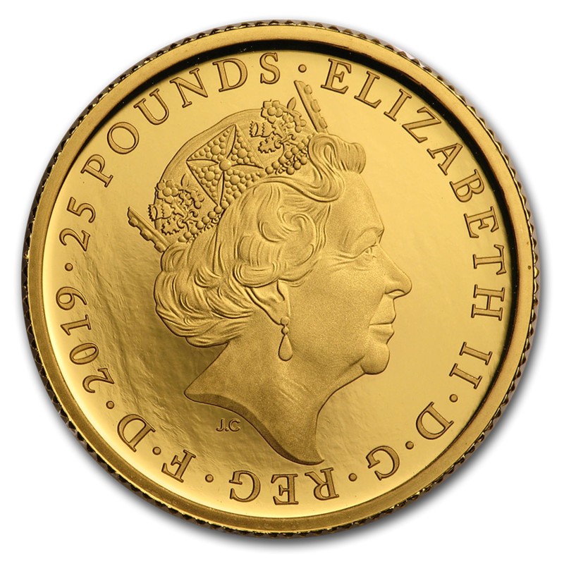 Золотая монета Великобритании "Лондонский Тауэр. Легенда о Воронах" 2019 г.в., 7,78 г чистого золота (Проба 0,9999)