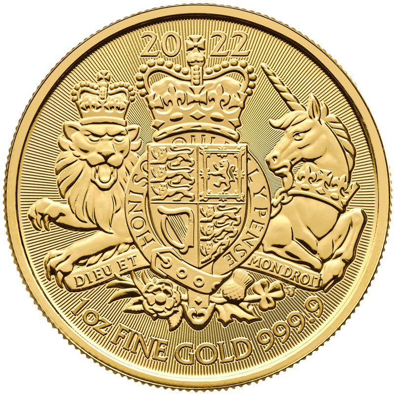 Золотая монета Великобритании "Королевский Герб", 31.1 г чистого золота (Проба 0,9999)