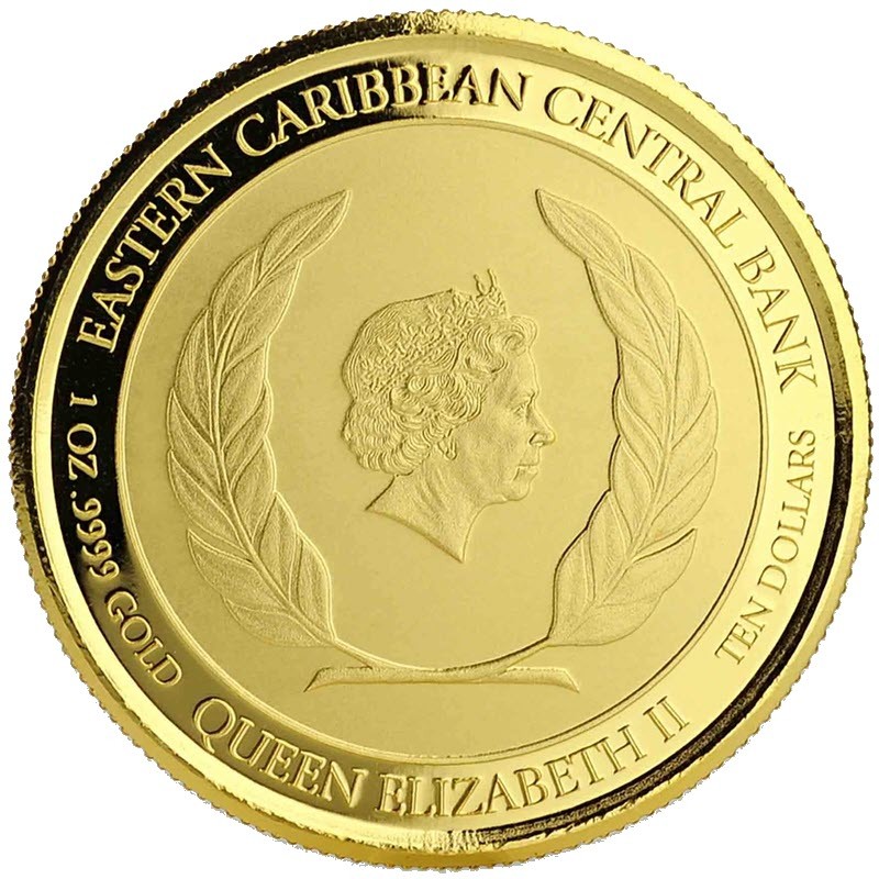 Золотая монета Сент-Винсент и Гренадины "Гидросамолет" 2018 г.в., 31,1 г чистого золота (Проба 0,9999)