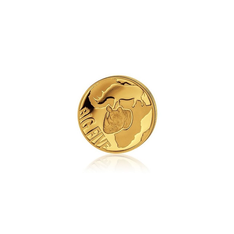 Набор из 4-х золотых монет Конго "Большая пятерка - Носорог" 2013 г.в., 57,53 г чистого золота (Проба 0,9999)
