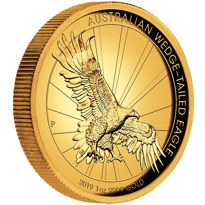 Золотая монета Австралии "Клинохвостый Орел" 2019 г.в. (пруф), 31.1 г чистого золота (Проба 0,9999)