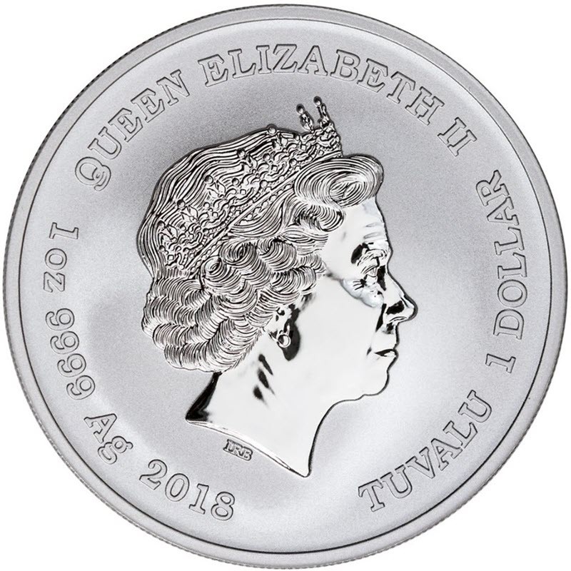 Серебряная монета Тувалу "Черная пантера" 2018 г.в., 31.1 г чистого серебра (Проба 0,9999)