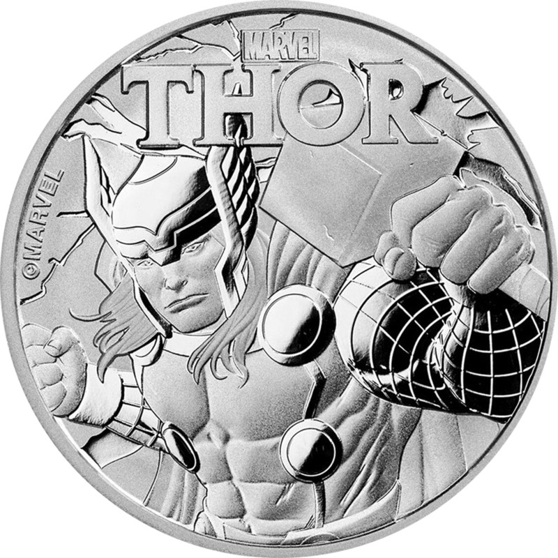 Серебряная монета Тувалу "Тор" 2018, 31,1 г чистого серебра (Проба 0,9999)