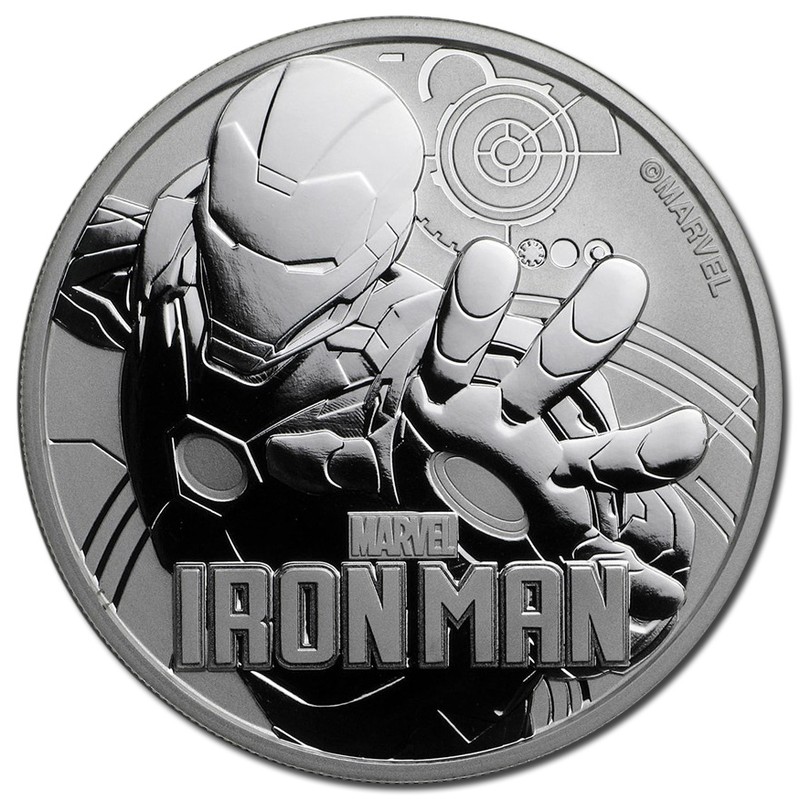 Серебряная монета Тувалу "Железный человек" 2018, 31,1 г чистого серебра (Проба 0,9999)