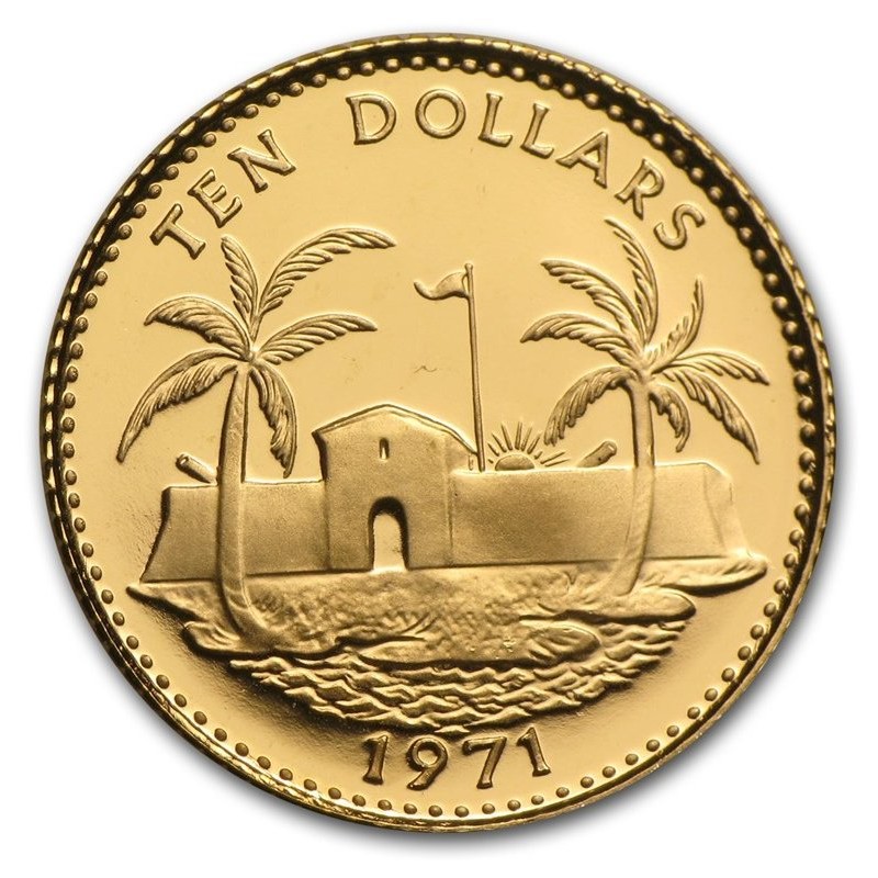 Золотая монета Багамских островов 