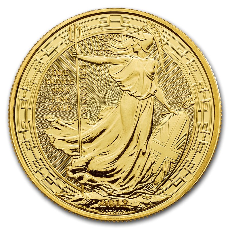 Золотая инвестиционная монета Британия, 2019 г.в. с восточным орнаментом, 31,1 г чистого золота (проба 0,9999)
