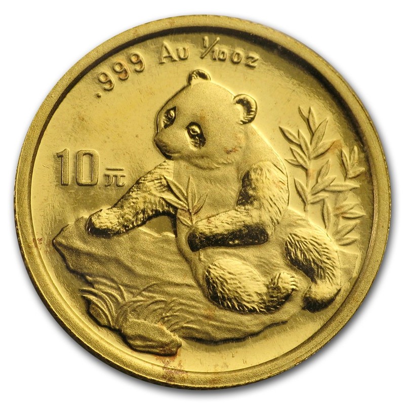 Золотая монета Китая «Панда» 1998 г.в., 3.11 г чистого золота (проба 0.999)
