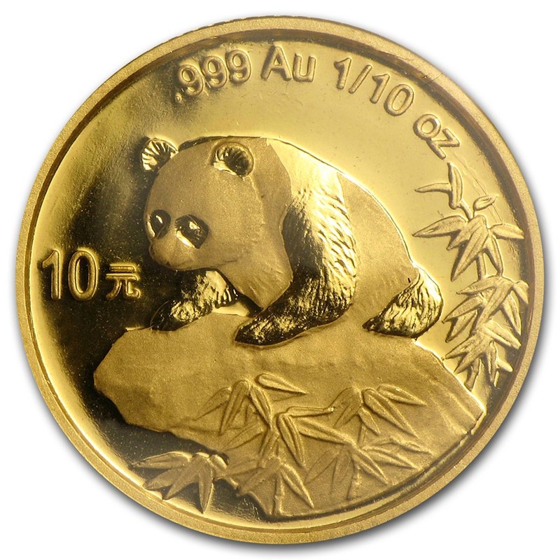 Золотая монета Китая «Панда» 1999 г.в., 3.11 г чистого золота (проба 0.999)