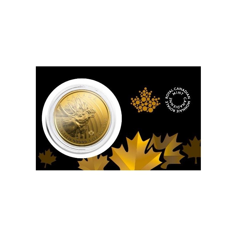 Золотая монета Канады «Лось» 2019 г.в., 31.1 г чистого золота (проба 0.99999)