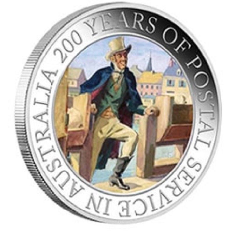 Серебряная монета Австралии "200 лет Почтовой службе Австралии" 2009 г.в., 31,1 г чистого серебра (Проба 0,999)