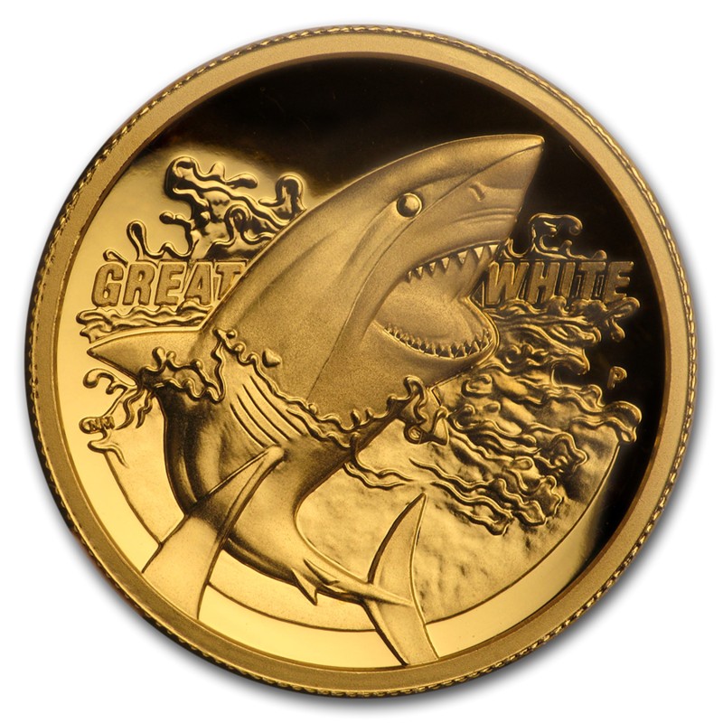 Золотая монета Австралии "Большая белая акула" 2015 г.в., 31,1 г чистого золота (Проба 0,9999)