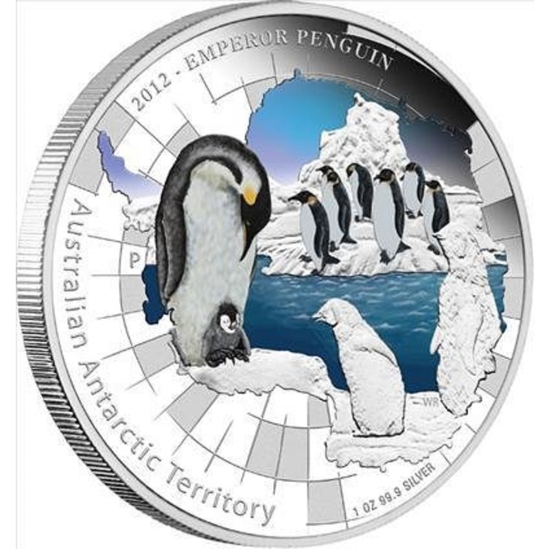 Серебряная монета Австралии "Императорский пингвин" 2012 г.в., 31,1 г чистого серебра (Проба 0,999)