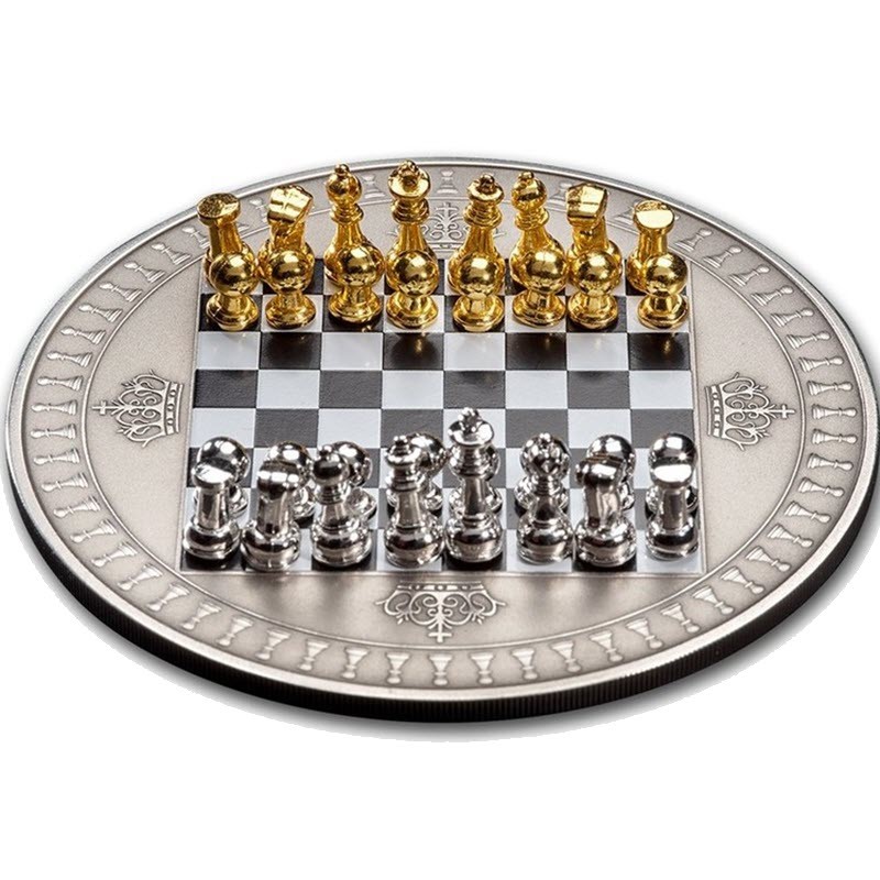 Серебряная монета Ниуэ "Шахматы" 2018 г.в., 62,2 г чистого серебра (Проба 0,999)