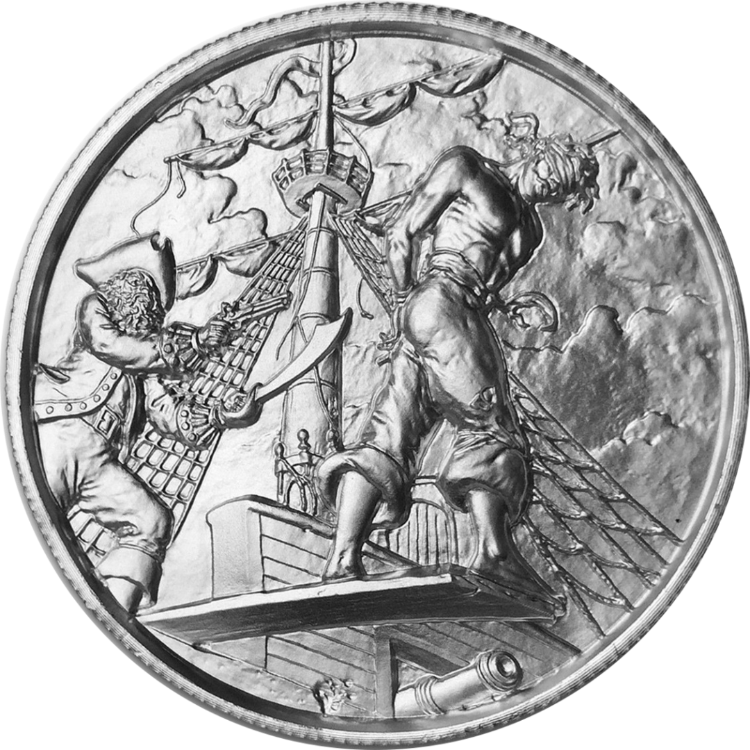 Серебряная монета пиратов. Пиратские монеты серебро. Пиратские монеты серебристые. Пиратские монеты с кораблями. Монета с изображением корабля.