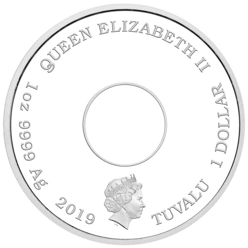 Серебряная монета Тувалу "Пончик Симпсонов" 2019, 31.1 г чистого серебра (Проба 0,9999)